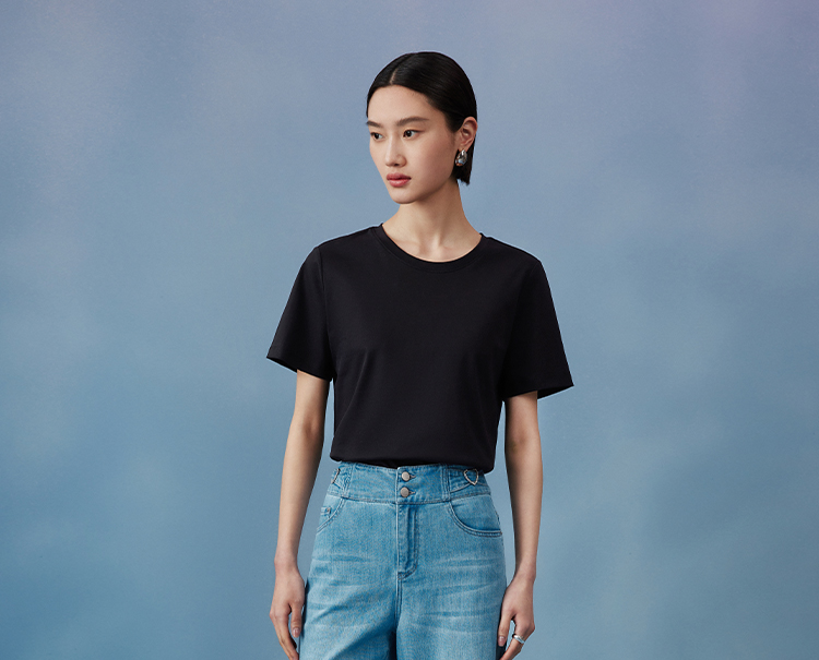 無地 Tシャツ レディース すっきりシルエット 上質素材 快適無地半袖