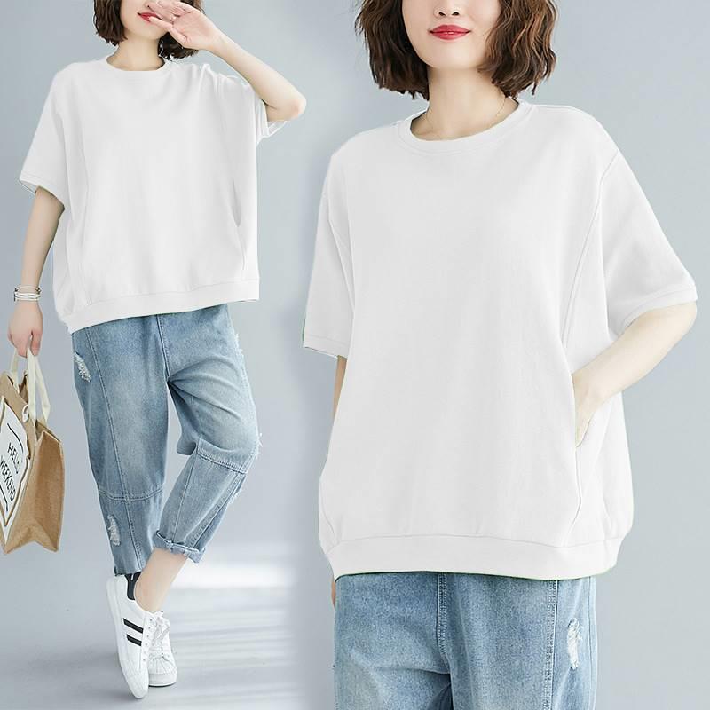 無地 Tシャツ ゆったりリラックス半袖プルオーバー