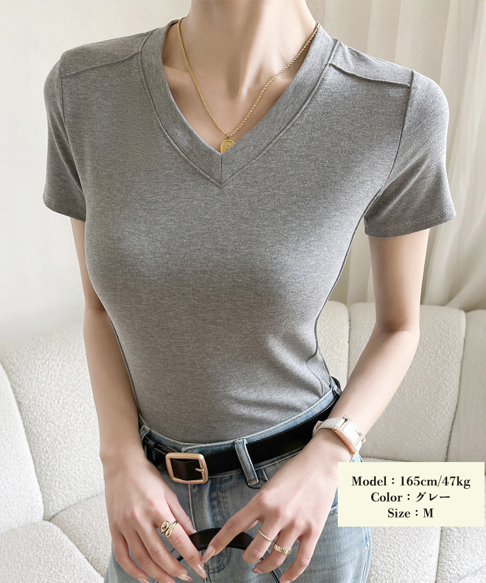 無地 Tシャツ 無地Tシャツ レディース Vネック 半袖 夏