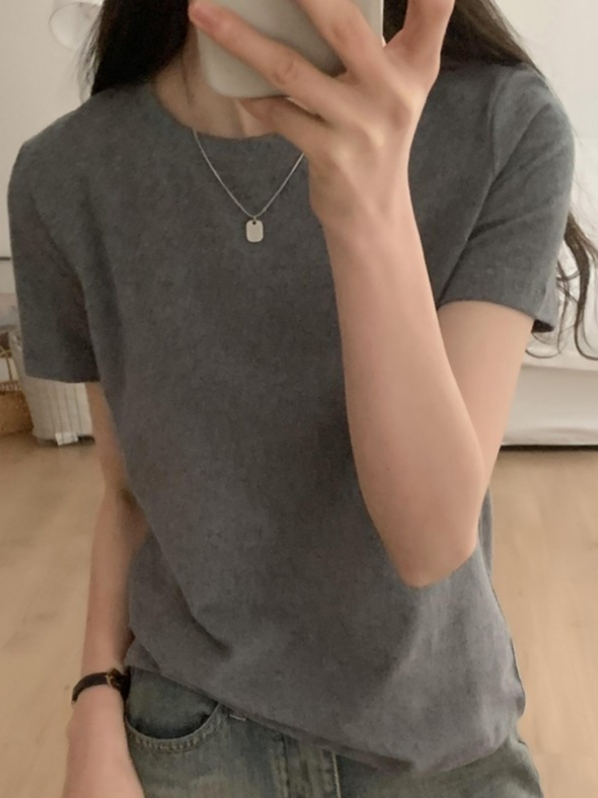 無地 Tシャツ すっきりシルエット 半袖無地シャツ
