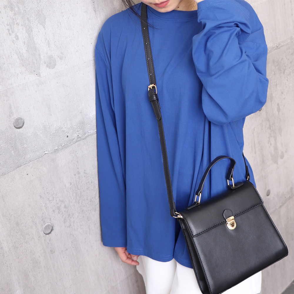 無地 Tシャツ ゆったり体型カバー長袖無地シャツ着痩せ効果