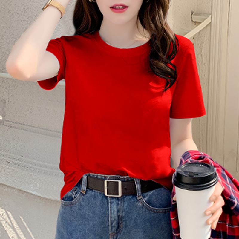 無地 Tシャツ 無地 Tシャツ シンプル丸首ベーシック半袖Tシャツ