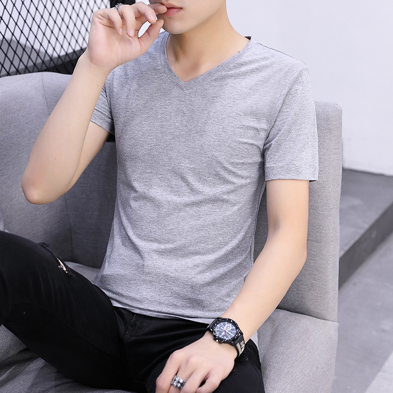 無地 Tシャツ すっきり着こなす 上質素材の鎖骨魅せ半袖