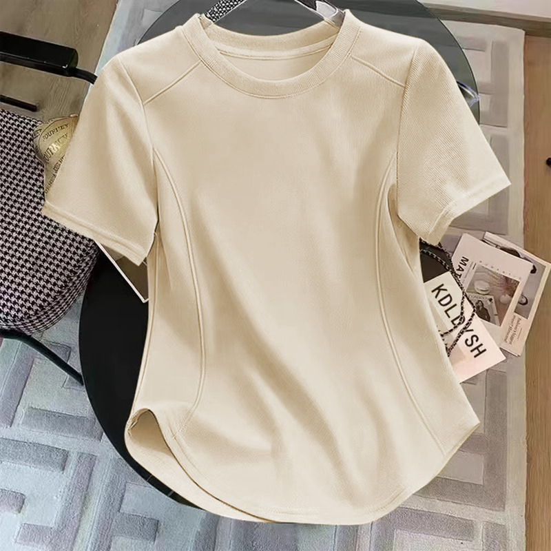 無地 Tシャツ すっきりシルエット 立体裁断 半袖