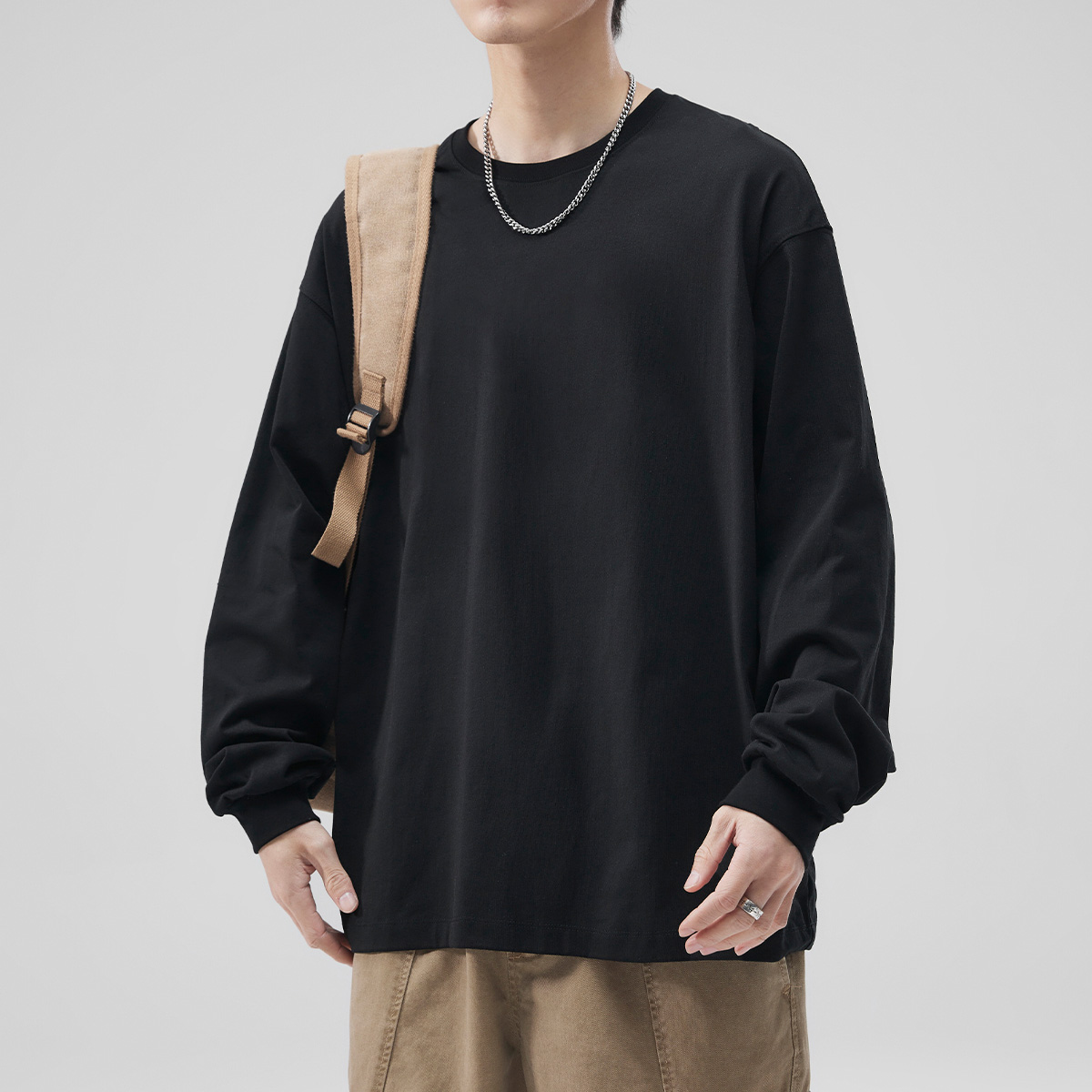 無地 Tシャツ シンプル ゆったりサイズ 長袖カットソー