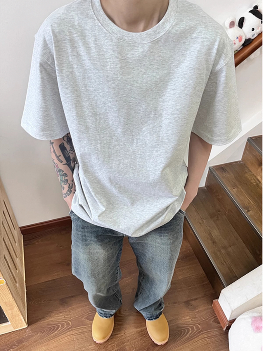 無地 Tシャツ ゆったりシルエット半袖無地Tシャツ