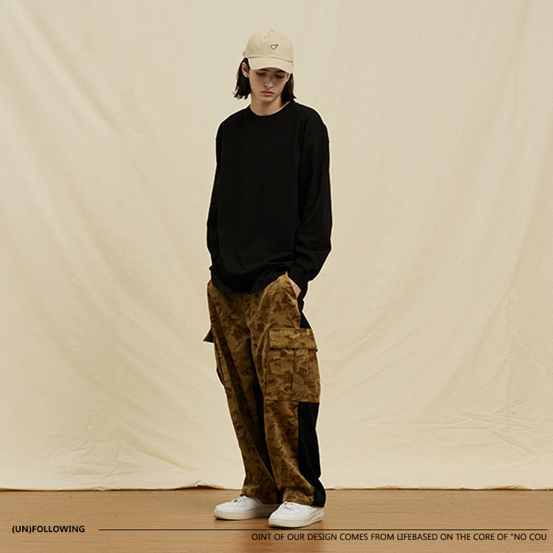 無地 Tシャツ 男女兼用無地長袖シャツ厚手綿素材秋冬用全4色