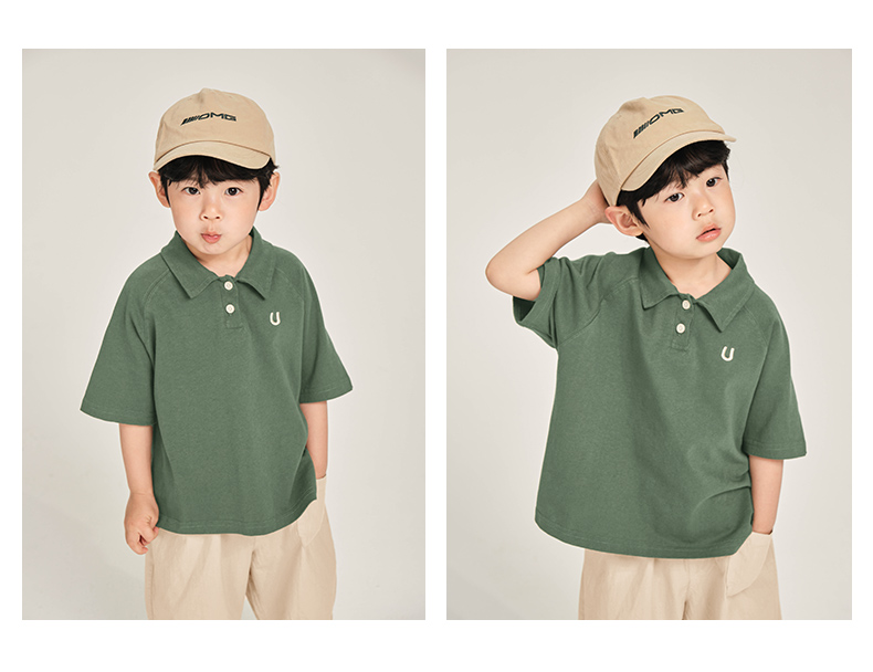 無地 Tシャツ 子供用シンプル襟付きポロシャツ