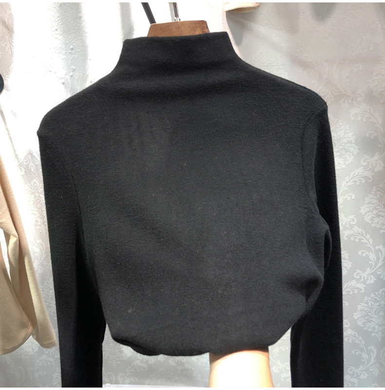 無地 Tシャツ あったか素材ハイネック長袖トップス
