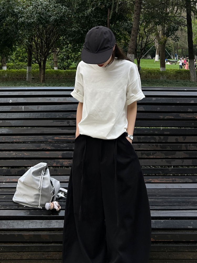 無地 Tシャツ シンプル美シルエット ゆったり半袖