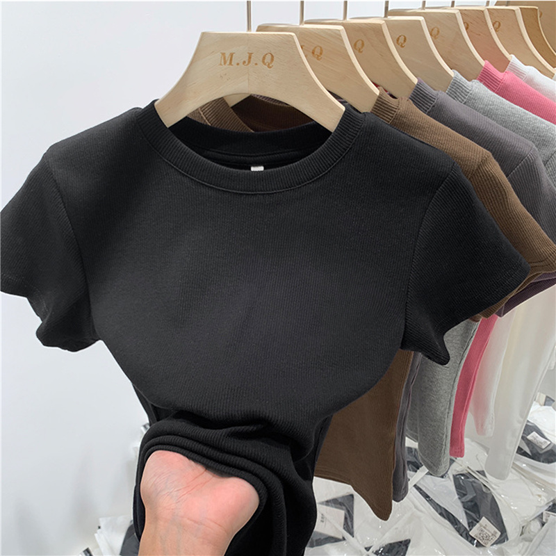 無地 Tシャツ リブ編み 上質ベーシック