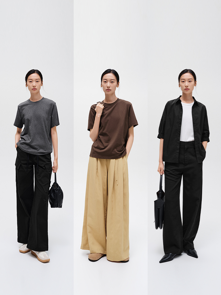 無地 シャツ シンプル美シルエット ベーシックカットソー