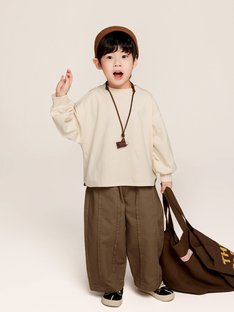 無地 Tシャツ ゆったりシルエット子ども長袖無地Tシャツ