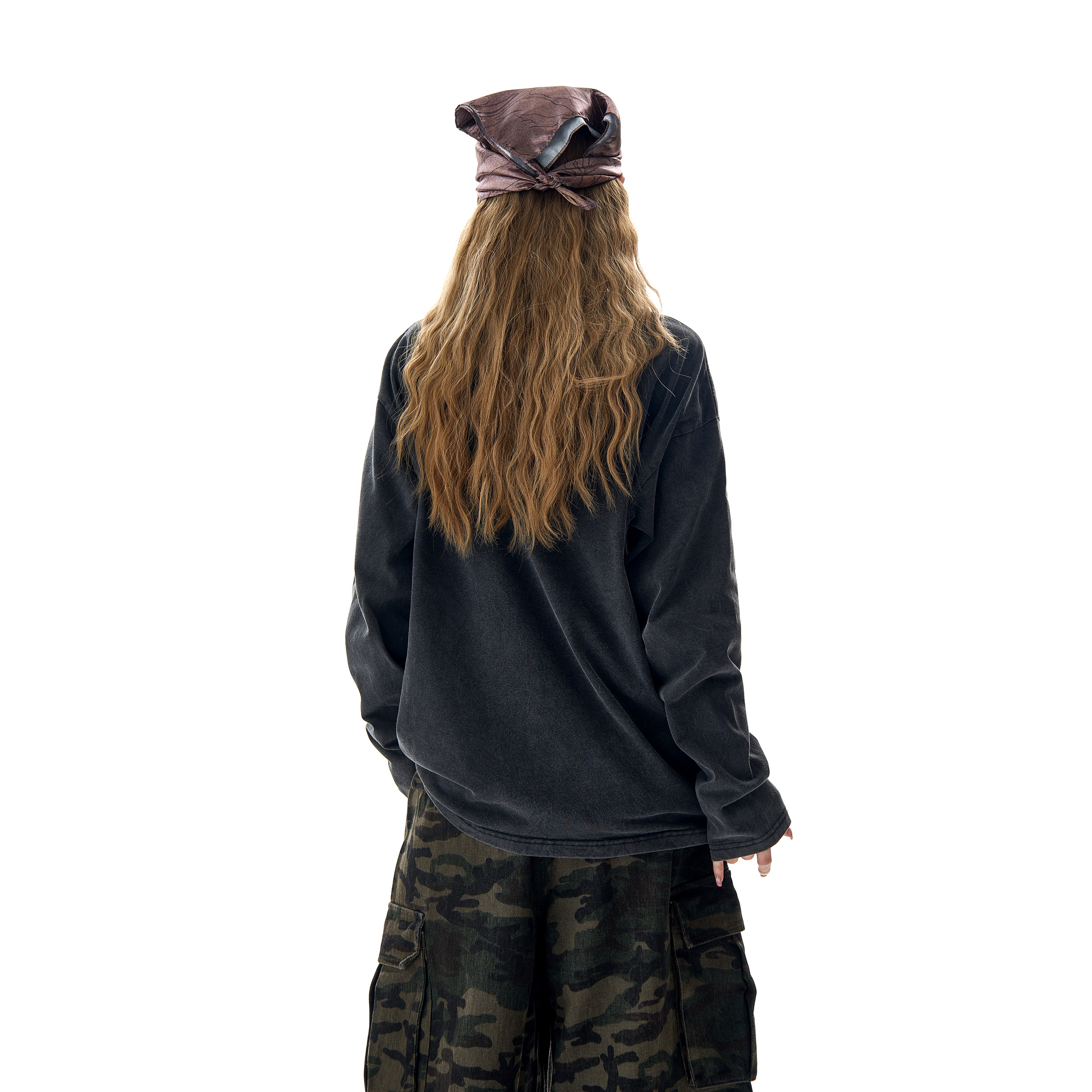 無地 Tシャツ ゆったりリラックス長袖無地シャツ
