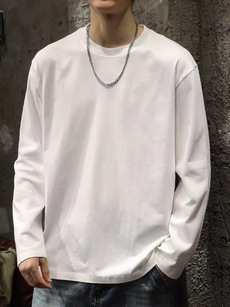 無地 Tシャツ シンプル美シルエット 長袖クルーネックカットソー