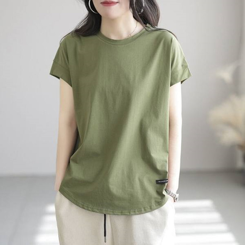 無地 Tシャツ シンプル優美なラウンドネック半袖