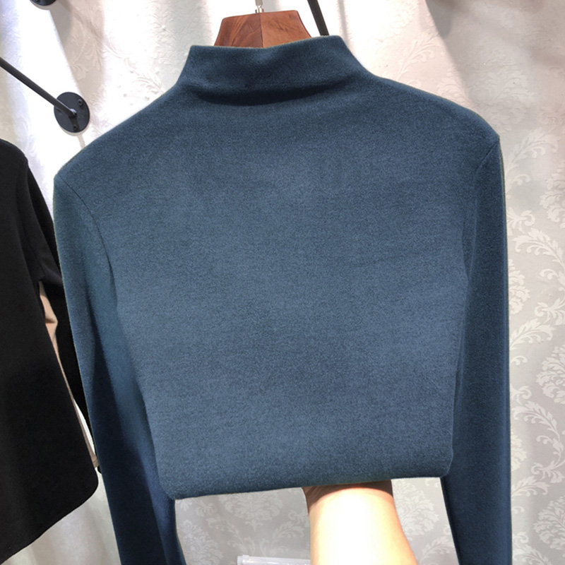 無地 Tシャツ あったか素材ハイネック長袖トップス