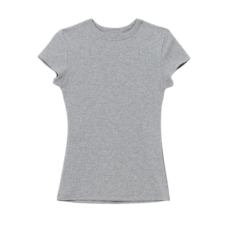 無地 Tシャツ すっきりシルエット 丸首フィット半袖