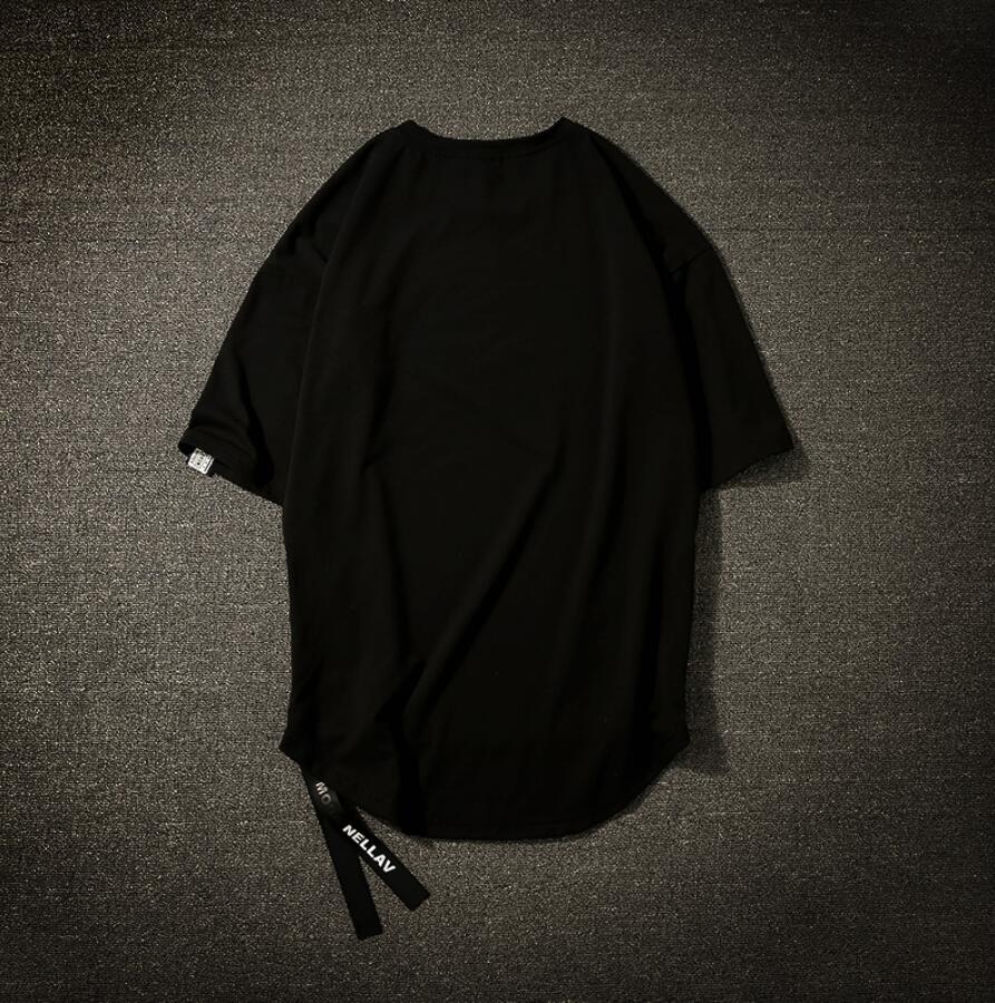 無地 Tシャツ 無地半袖ティーシャツ サイドジッパー ロング丈 男性用