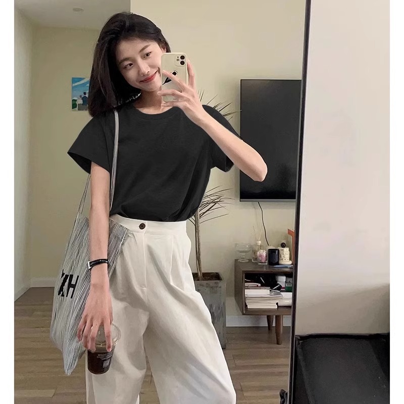 無地 Tシャツ なめらかシルエット ゆったり半袖