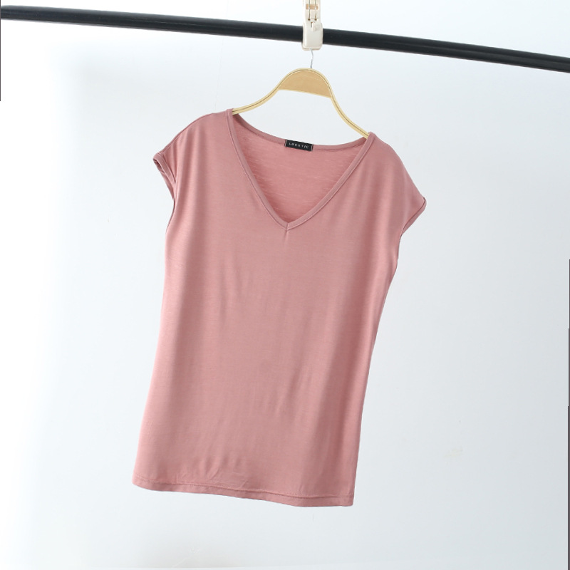 無地 Tシャツ フレンチスリーブ Vネック フィット