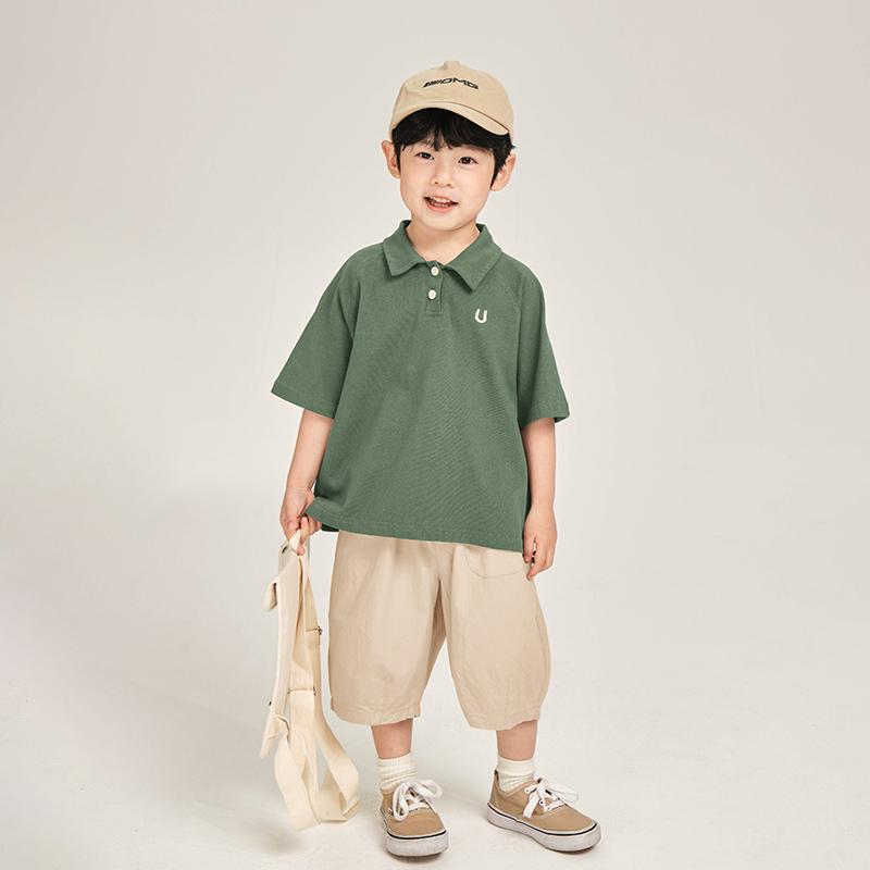 無地 Tシャツ 子供用シンプル襟付きポロシャツ