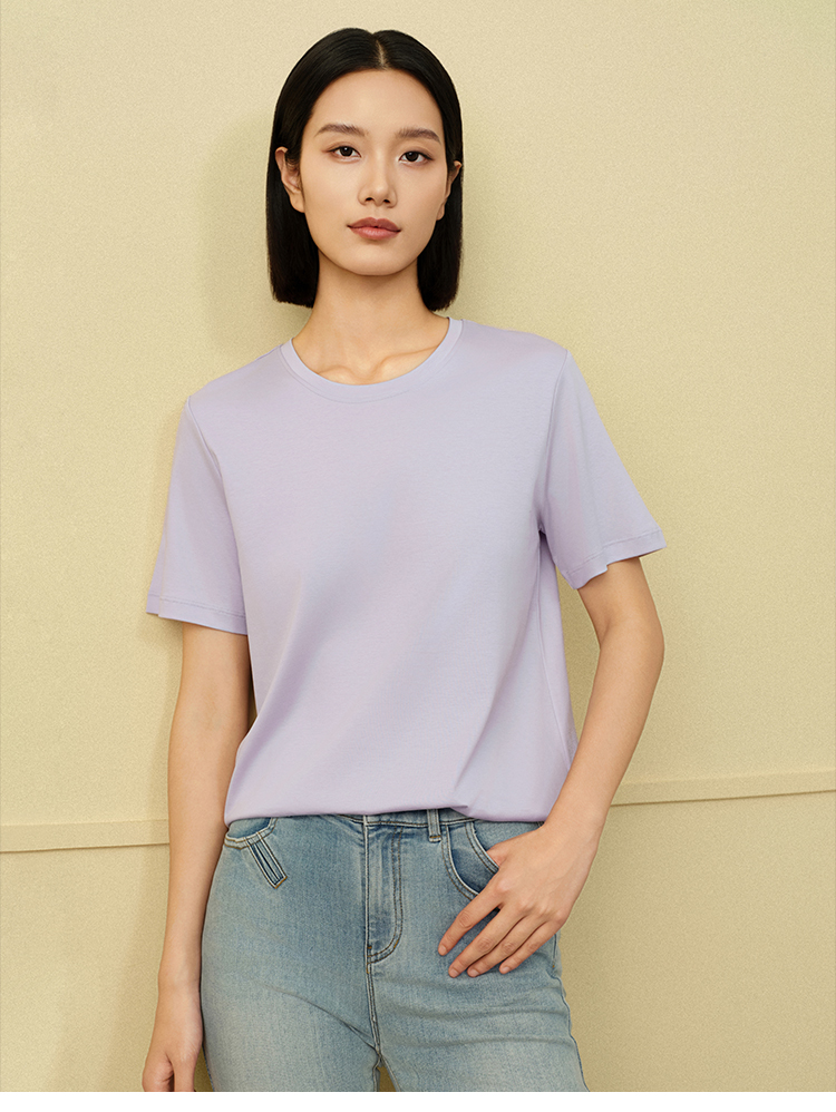 無地 Tシャツ レディース すっきりシルエット 上質素材 快適無地半袖
