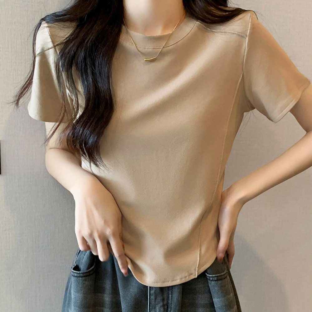無地 Tシャツ 無地丸首半袖Tシャツ レディース クルーネック