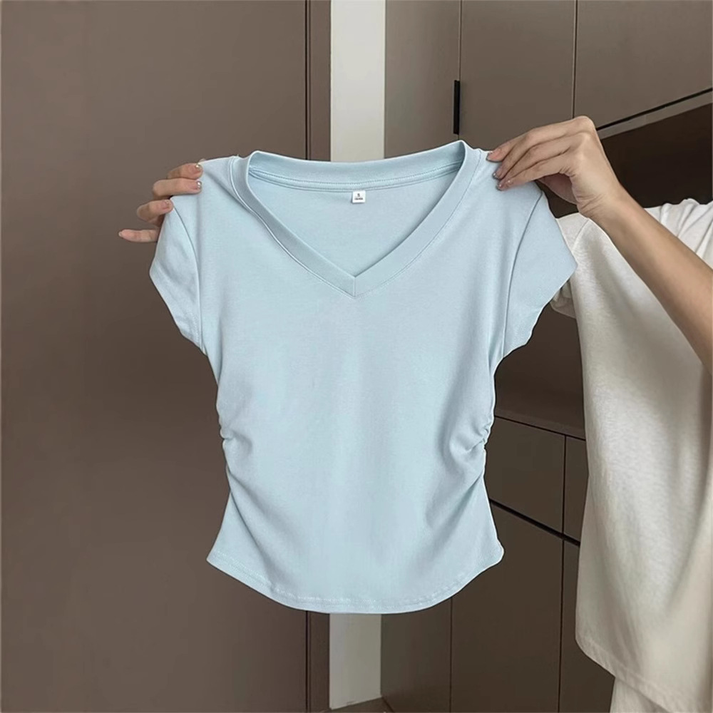 無地 Tシャツ すっきり着こなせる優美Vネック半袖