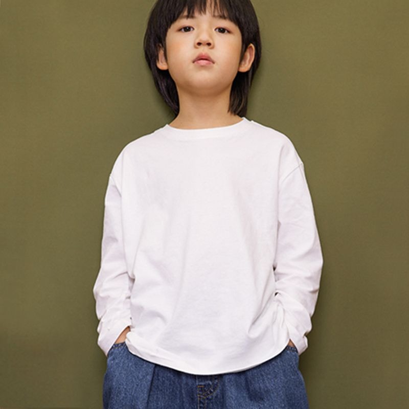 無地シャツ キッズ 長袖シンプル無地トップス