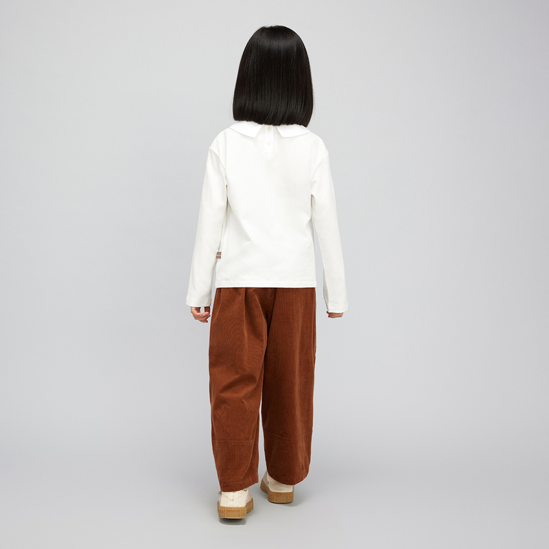 無地 Tシャツ キッズ  丸襟長袖ブラウス 子ども服