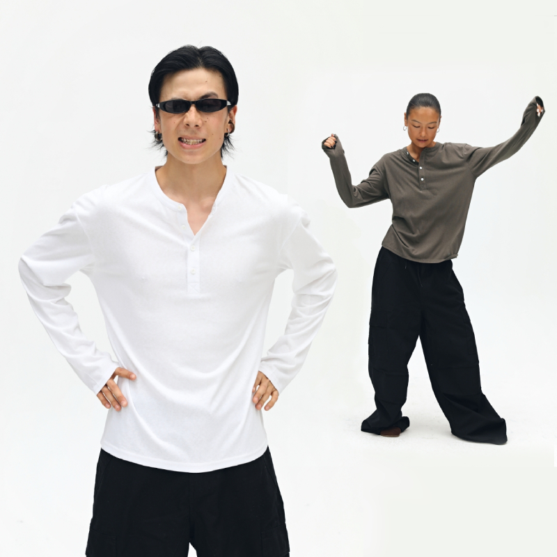 無地 シャツ こだわり職人仕立て ヘンリーネックシャツ