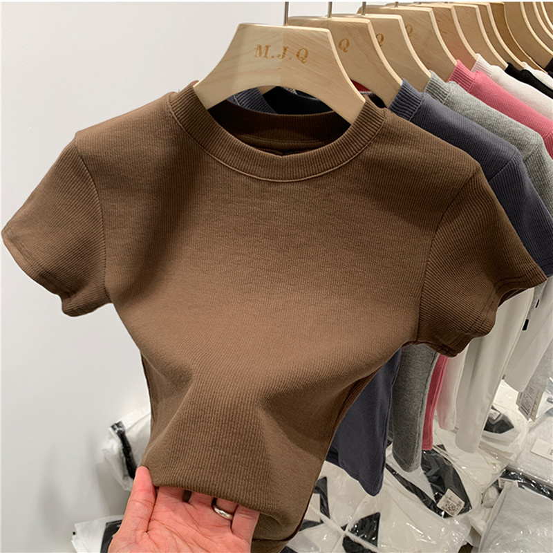 無地 Tシャツ リブ編み 上質ベーシック