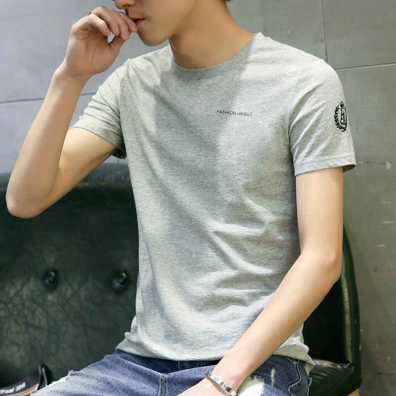 無地 Tシャツ 上質素材 胸元ワンポイント紋章入り半袖
