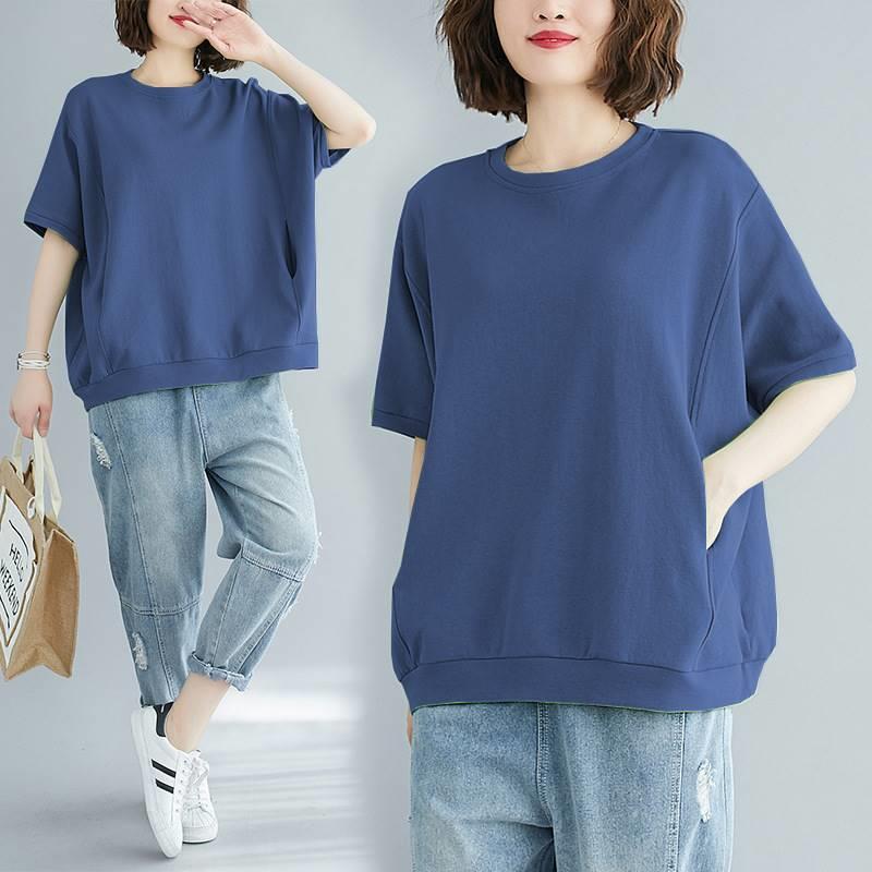 無地 Tシャツ ゆったりリラックス半袖プルオーバー