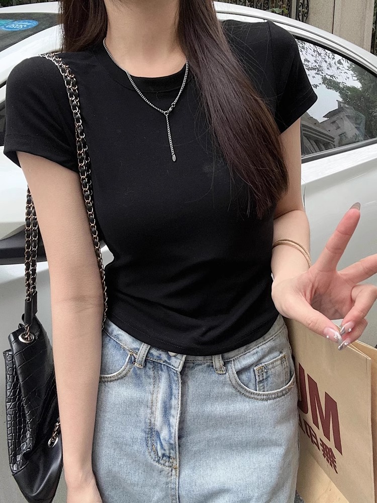 無地 Tシャツ シンプル美シルエット 半袖フィット