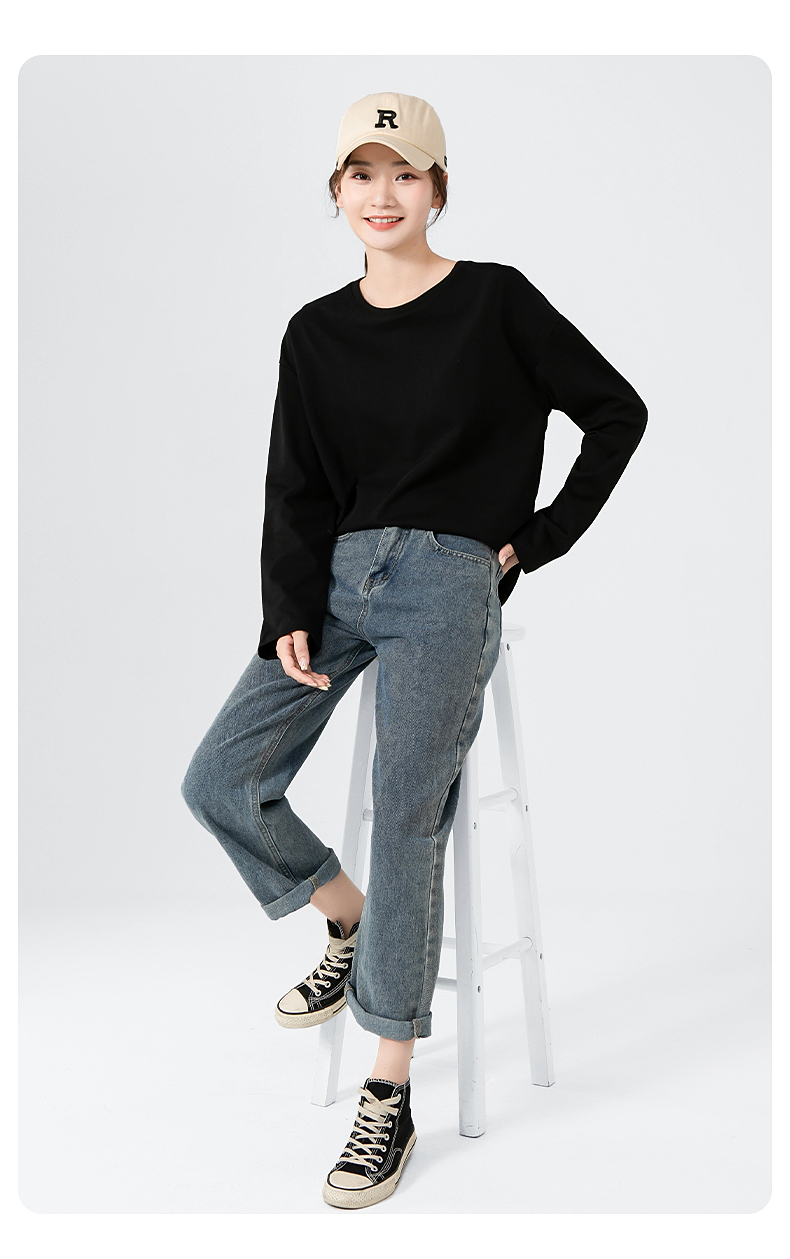 無地 Tシャツ ゆったりシルエット 長袖カットソー