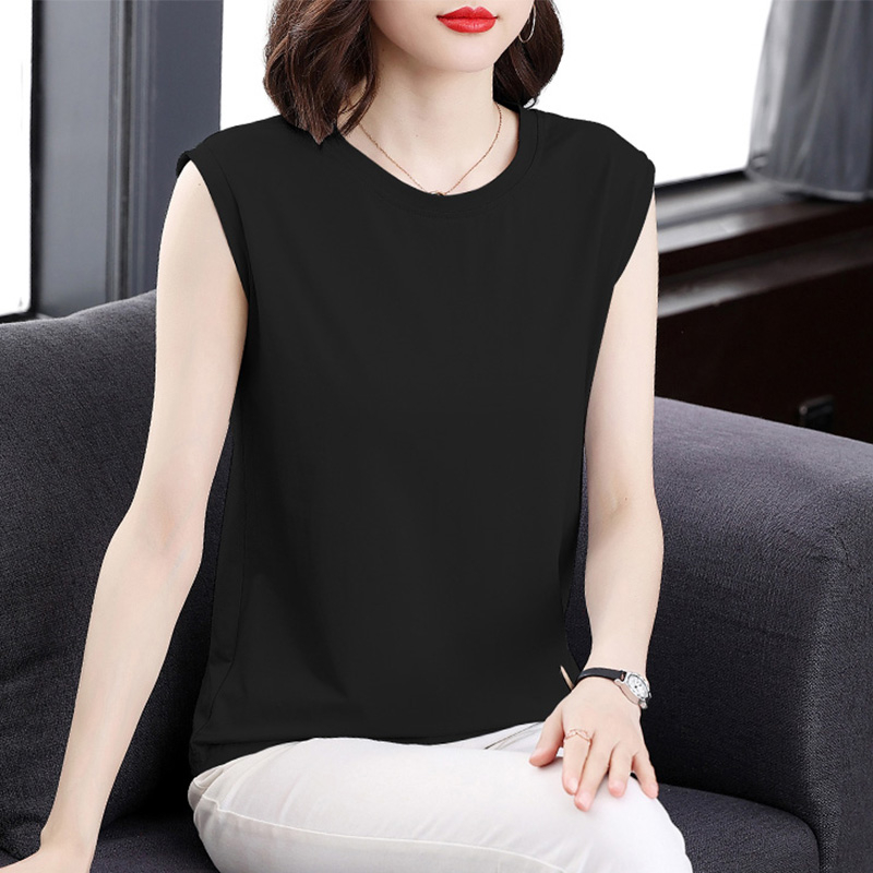 無地 Tシャツ 上質素材 ノースリーブ フレンチ