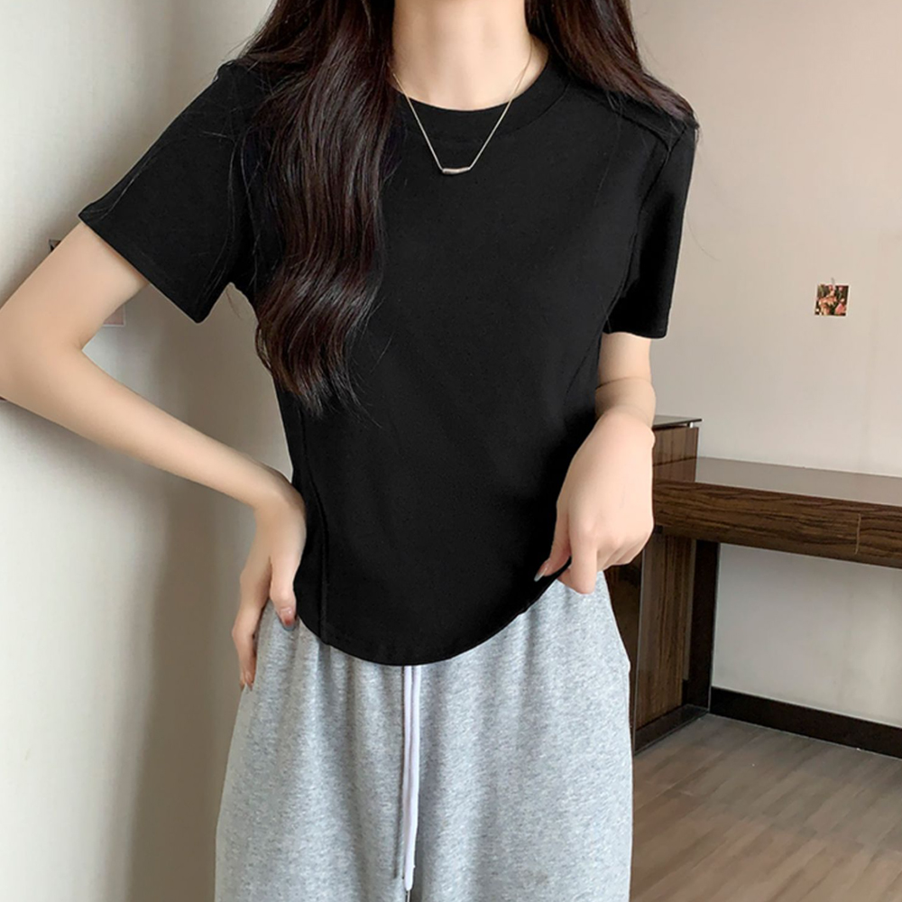 無地 Tシャツ 無地丸首半袖Tシャツ レディース クルーネック