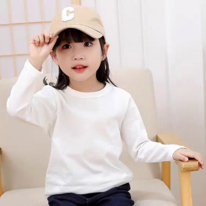 無地 Tシャツ キッズ  やわらか素材の長袖無地トップス