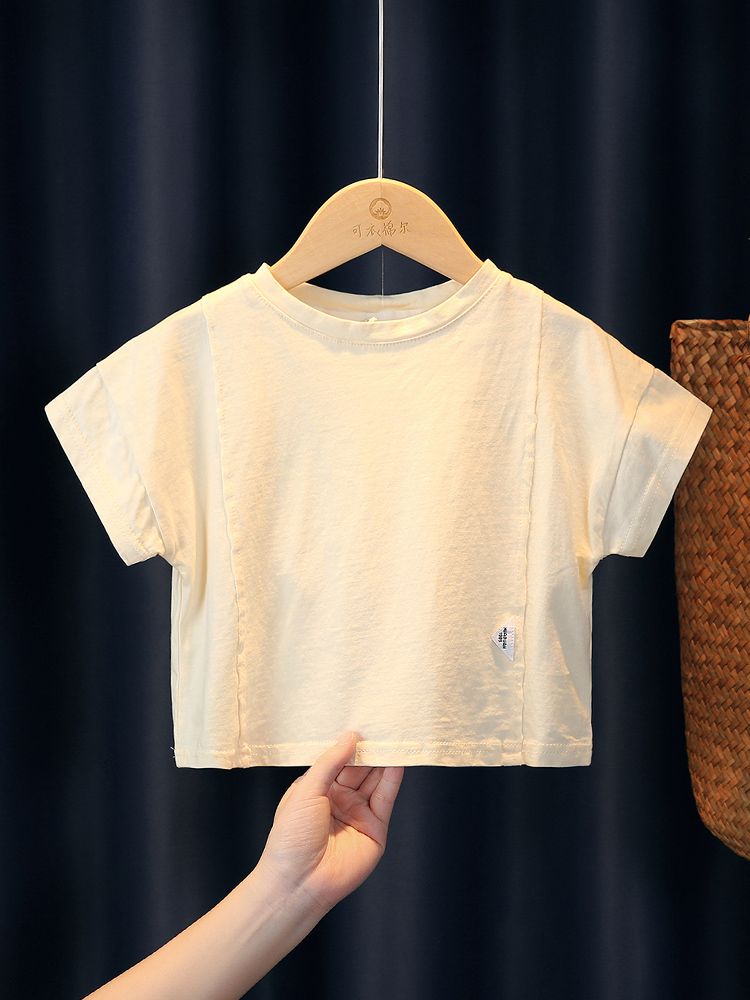 無地 Tシャツ なめらか素材のショート丈無地Tシャツ