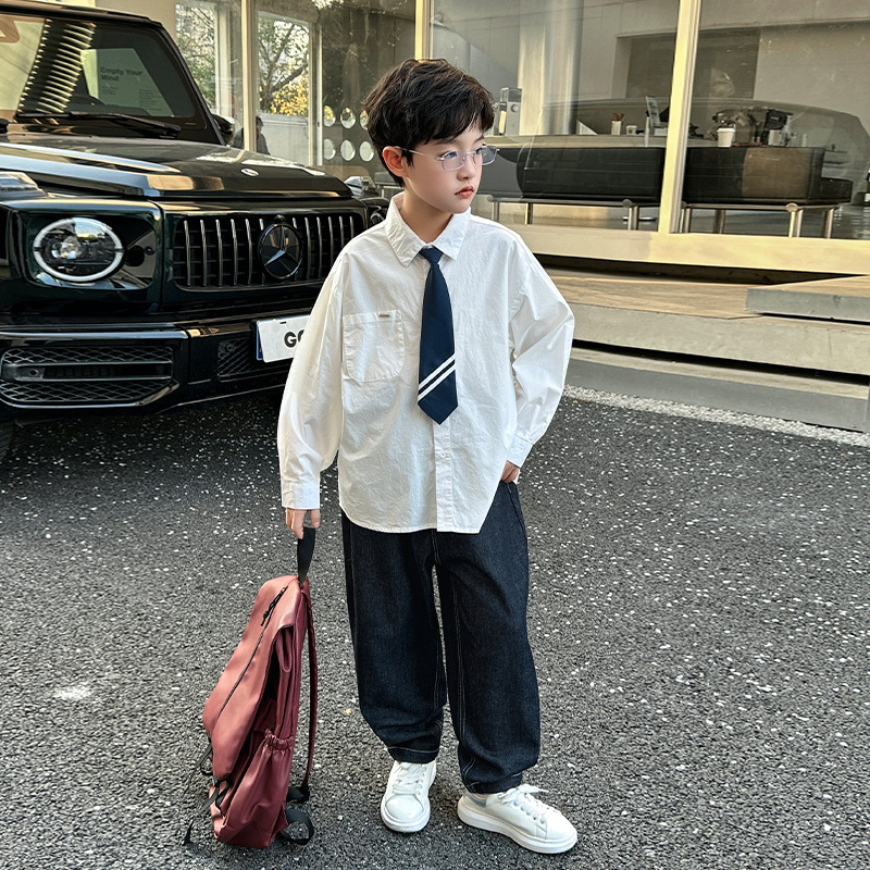 無地シャツ キッズ フォーマル風学園スタイルゆったりシャツ