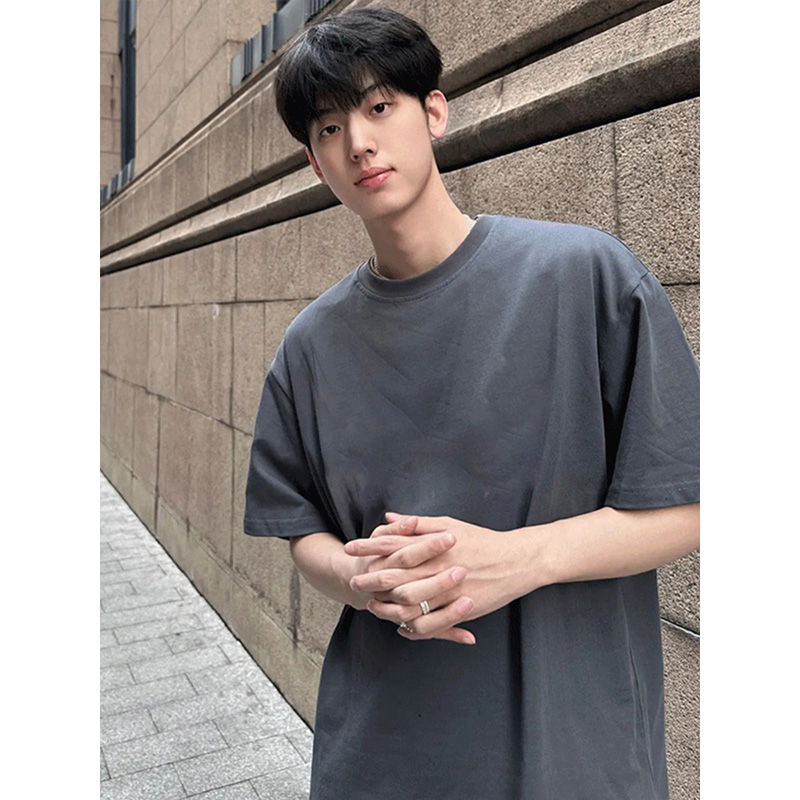 無地 シャツ シンプル デザイン ゆったり シルエット 半袖シャツ