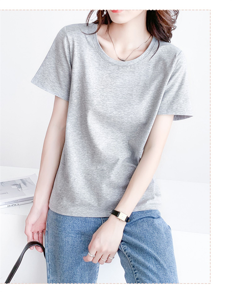 無地 Tシャツ レディース シンプル丸襟ベーシック半袖カットソー