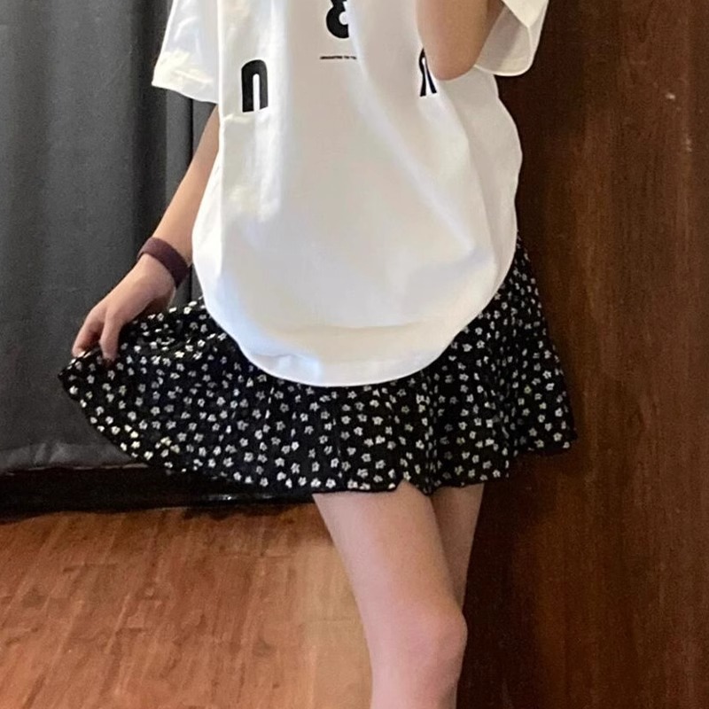 スカート 小花柄フリルミニスカート