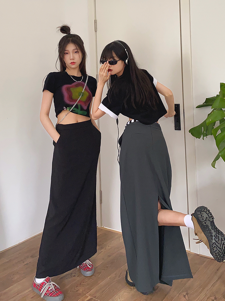 スカート サイドスリット入りロングタイトスカート