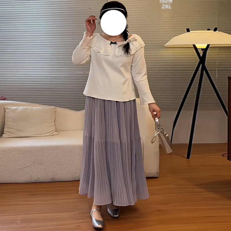 スカート ティアードプリーツロングスカート