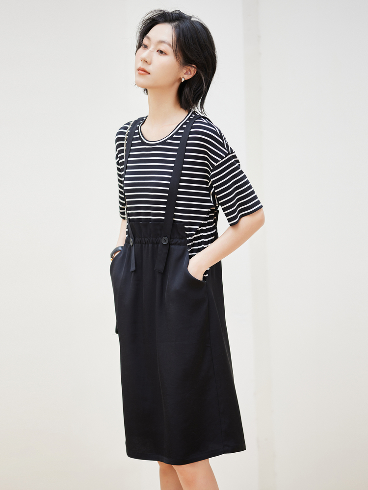 スカート すっきりシルエット サロペットスカート