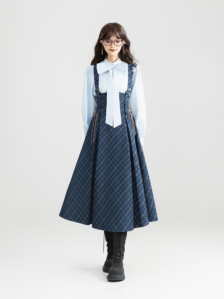 スカート クラシカル格子柄ジャンパースカート
