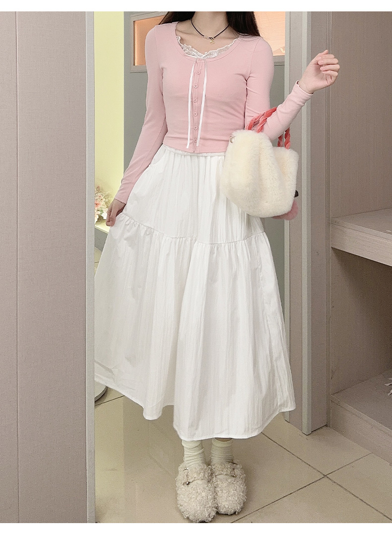 スカート ティアード風ゆったりロングスカート